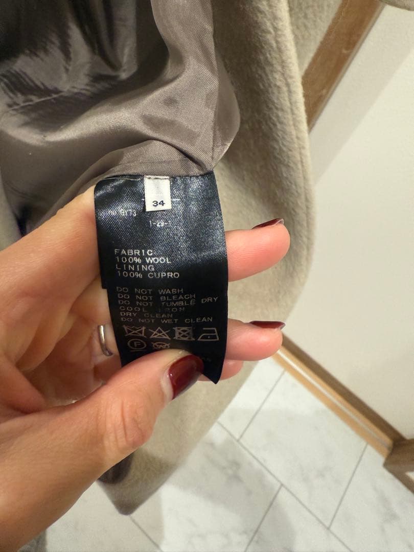 IENA ラムウールノーカラーロングコート