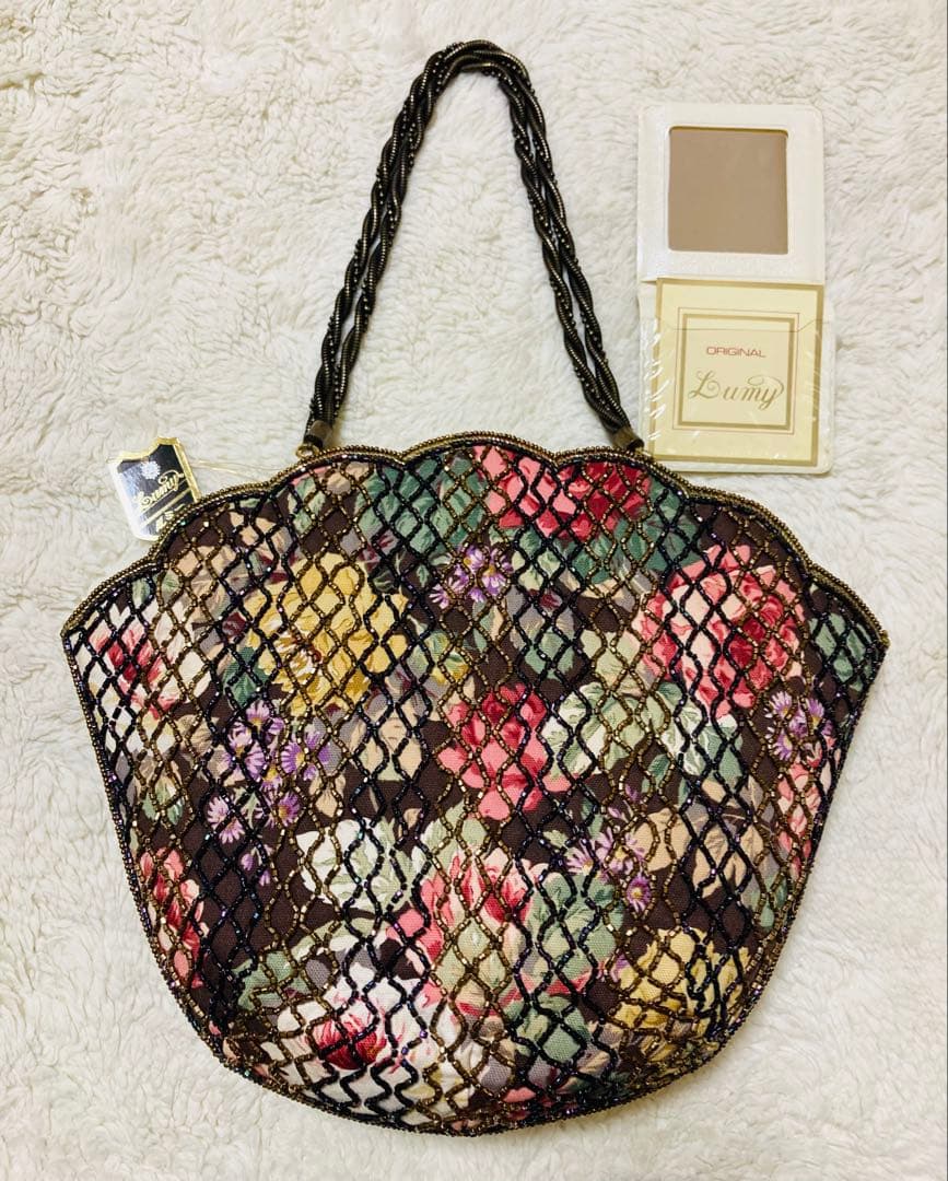 未使用・タグ 皇室御用達 Lumy ルミー ハシモト ビーズ フォーマル バッグ