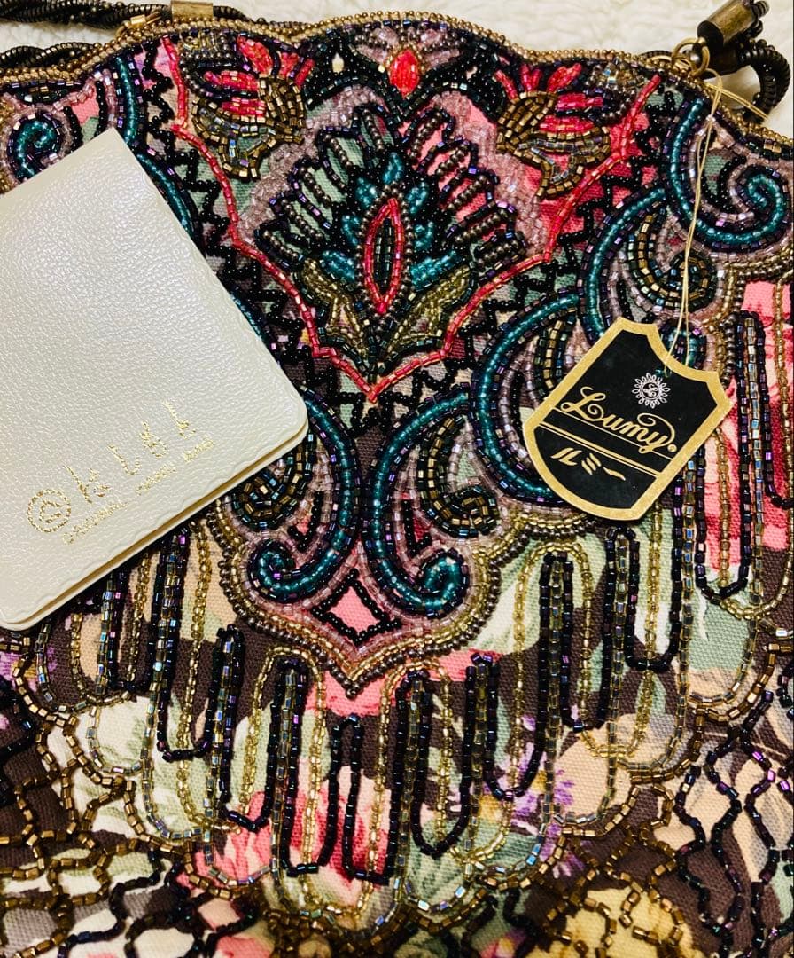 未使用・タグ 皇室御用達 Lumy ルミー ハシモト ビーズ フォーマル バッグ