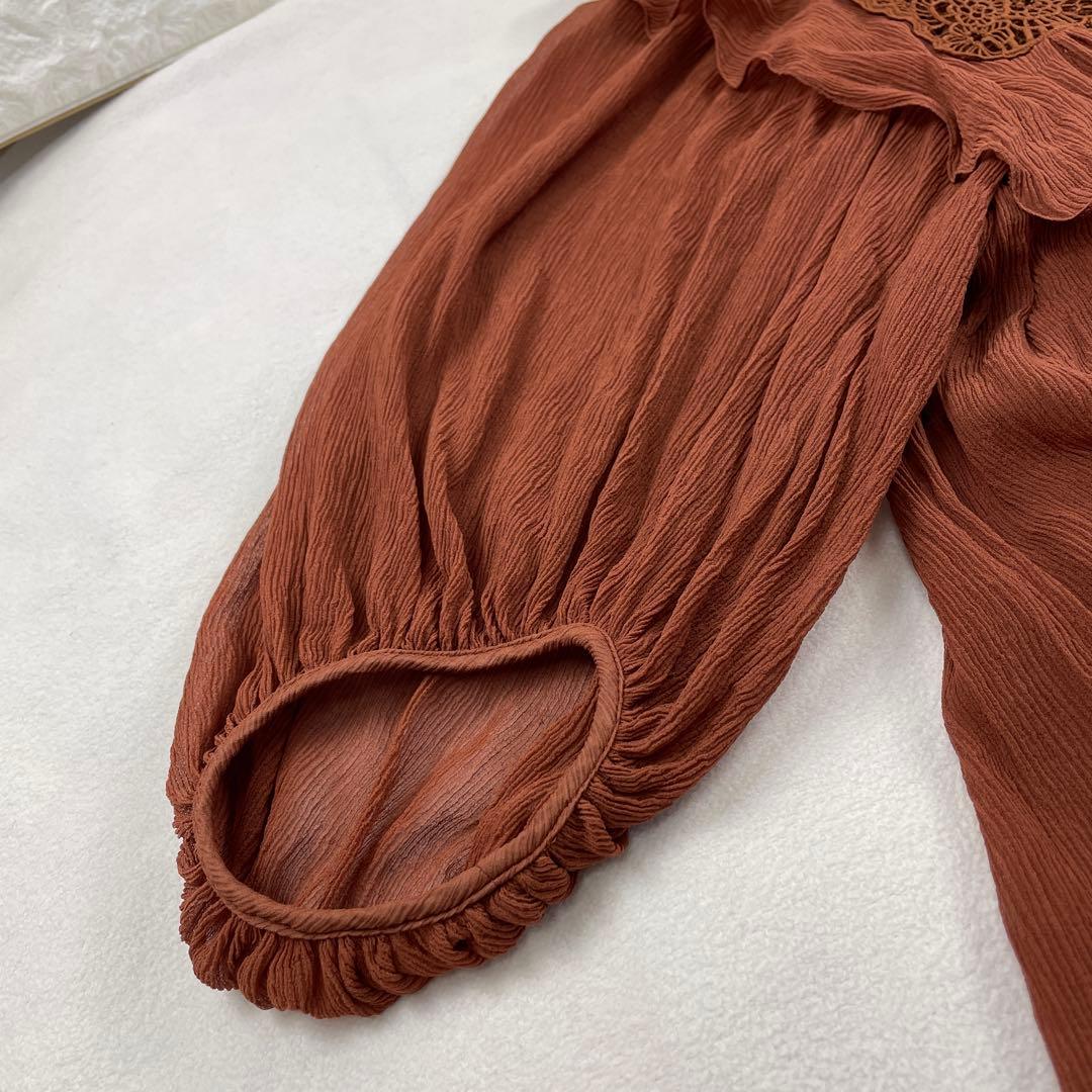 Chloe/クロエ、シフォンブラウス、レース、Aライン、ゆったり、34