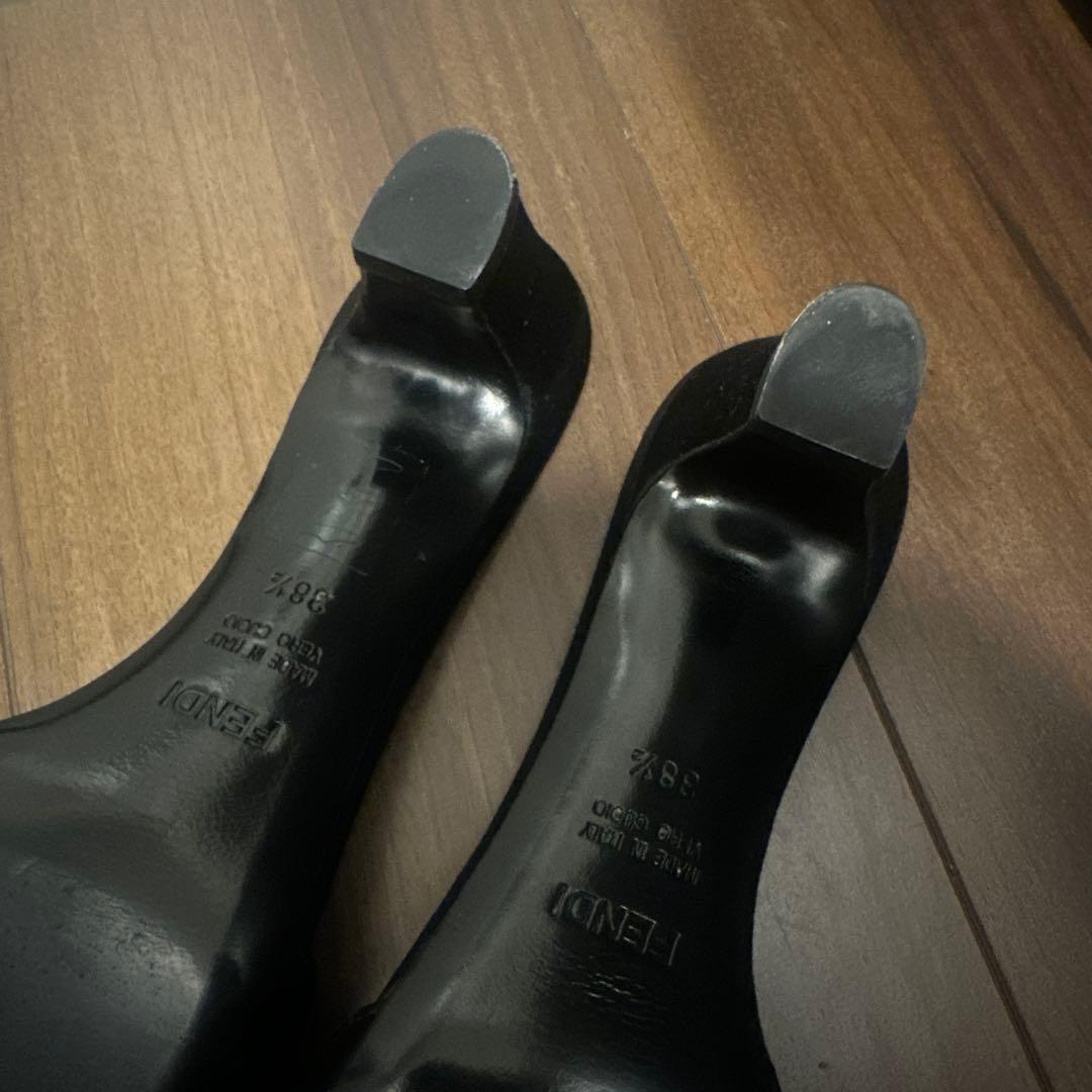 FENDI ブラックサテン ミュール