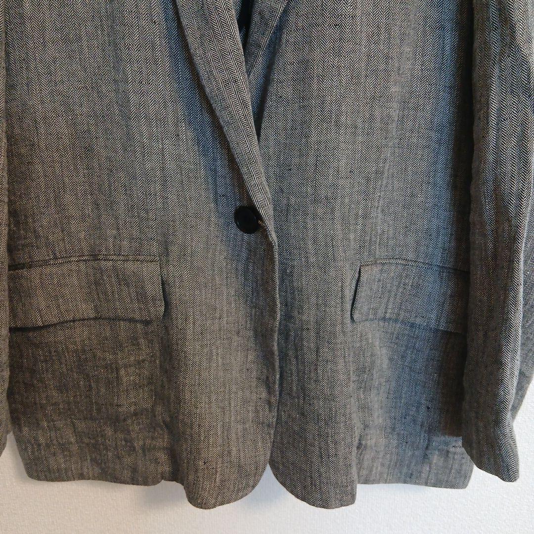 Spick&Span 2024リネンエアリージャケット 麻100% グレー 38