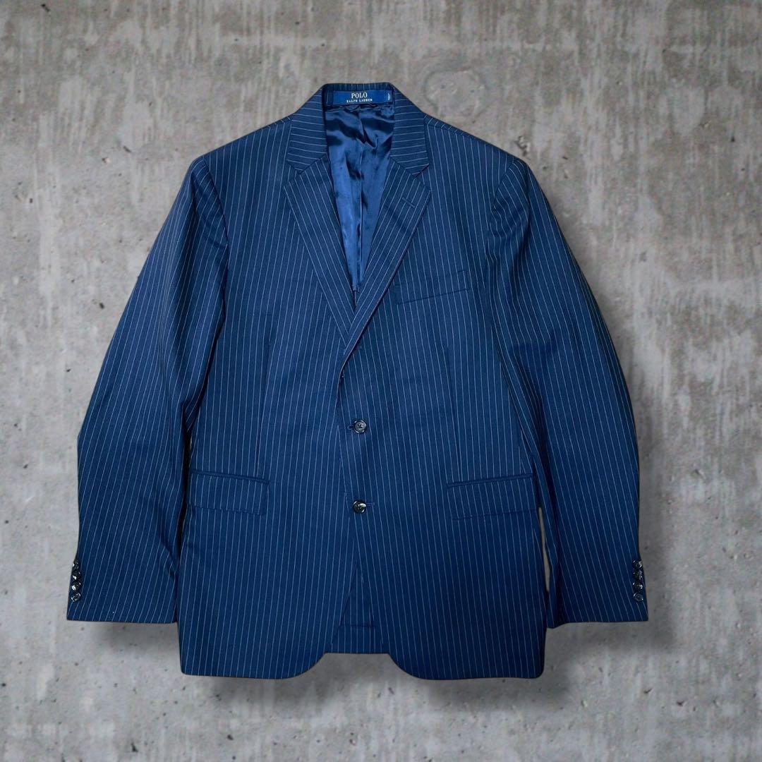 現行 ポロラルフローレン スーツ セットアップ ストライプ イタリア製 紺 L