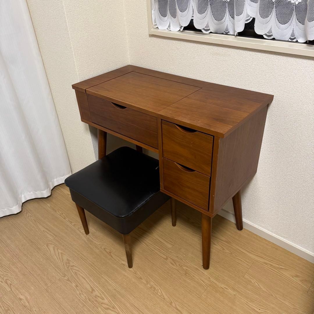 ドレッサー 鏡台 木製 スツール セット ミッドセンチュリー系 レトロ
