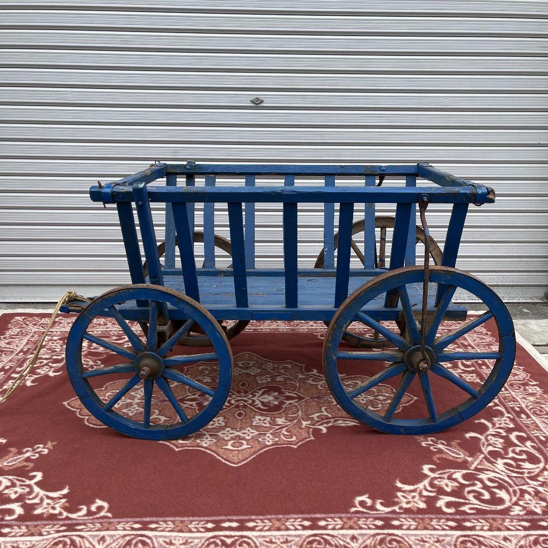 アンティーク古道具◾️昔の古い木製台車 / 馬車 インテリア 店舗什器