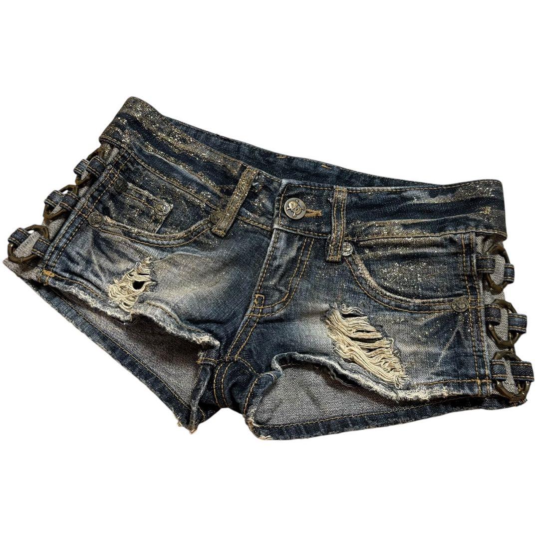d.i.a. ダイヤ ダメージデニム ショートパンツ ゴールドラメ 平成ギャル