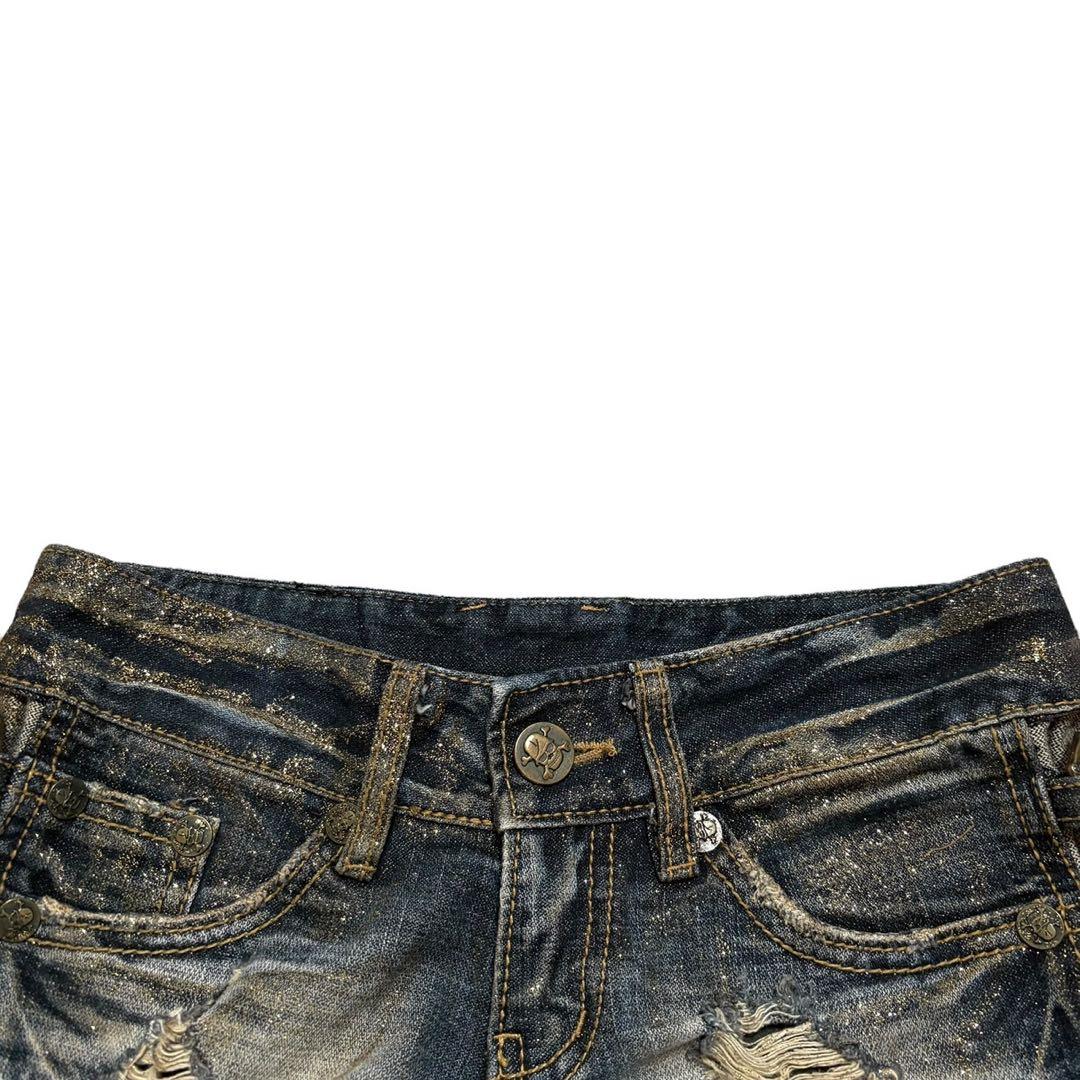 d.i.a. ダイヤ ダメージデニム ショートパンツ ゴールドラメ 平成ギャル