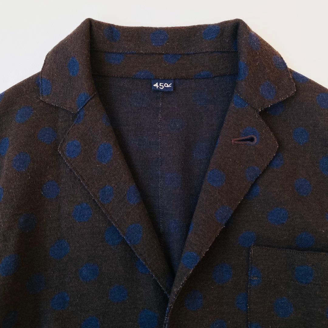 【美品】45R　テーラードジャケット　ジャージフラノ　ドット　水玉柄