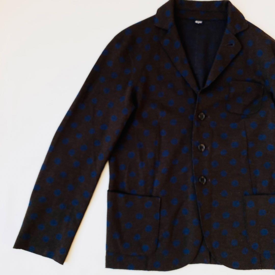 【美品】45R　テーラードジャケット　ジャージフラノ　ドット　水玉柄