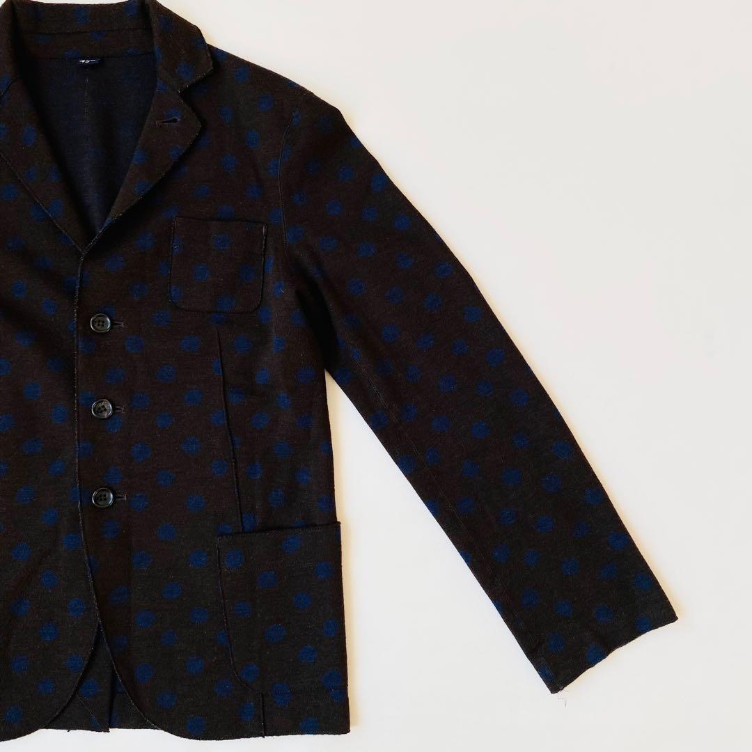 【美品】45R　テーラードジャケット　ジャージフラノ　ドット　水玉柄