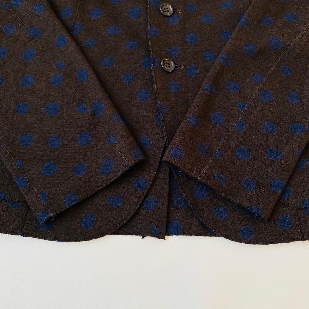 【美品】45R　テーラードジャケット　ジャージフラノ　ドット　水玉柄