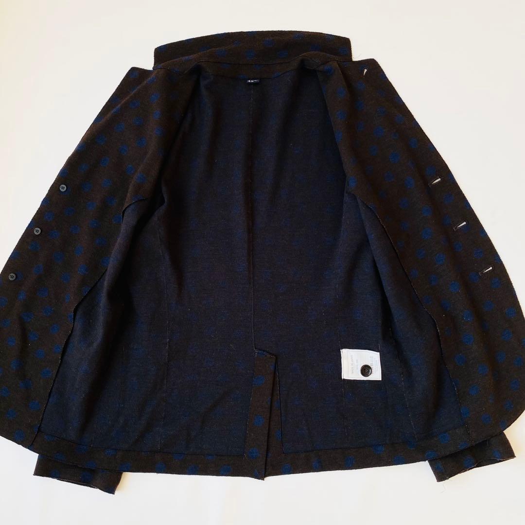 【美品】45R　テーラードジャケット　ジャージフラノ　ドット　水玉柄