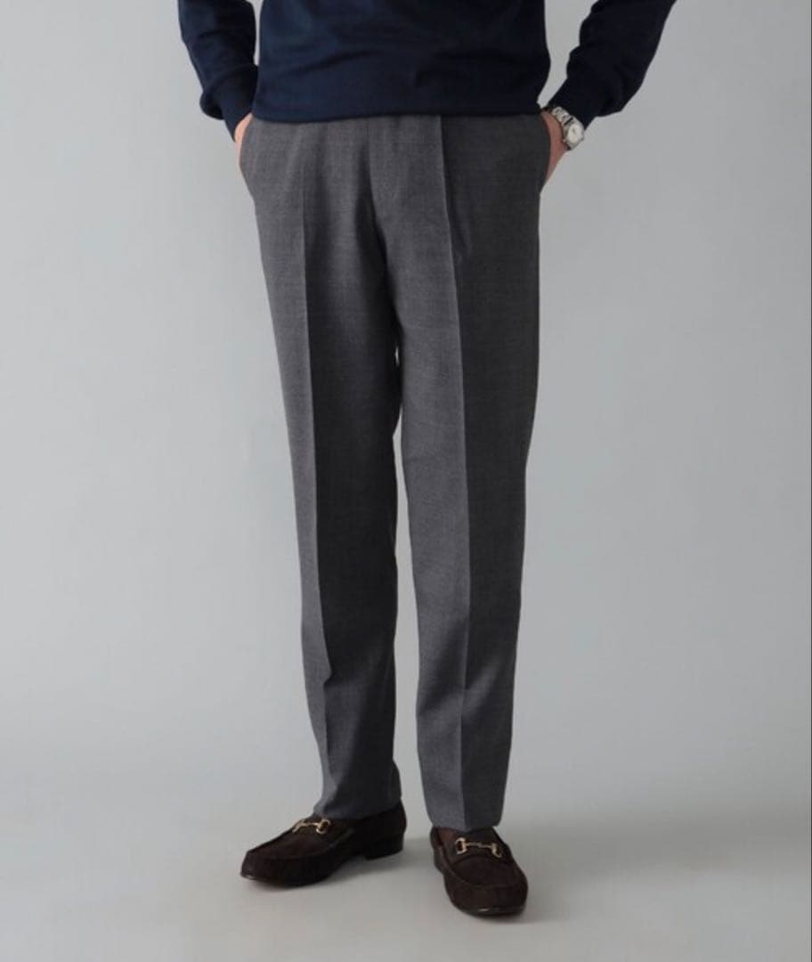 BEAMS F リングジャケット ウール フレスコ 1プリーツ スラックス 46