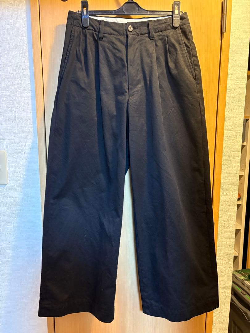 2TUCK WIDE CHINO TROUSERS BLACK サイズ1