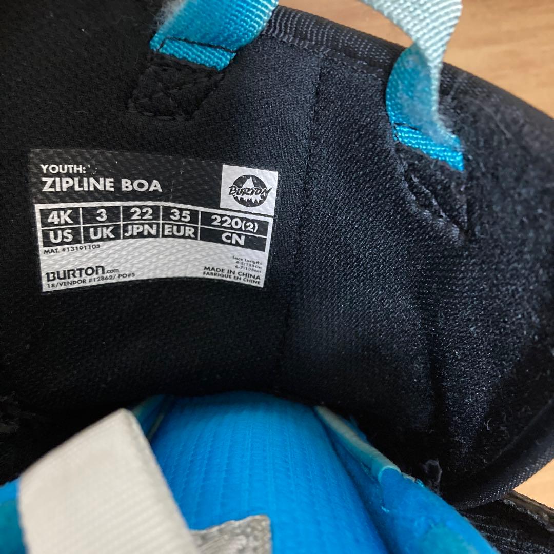 Burton ZIPLINE BOA 子供用スノーボードブーツ 22cm