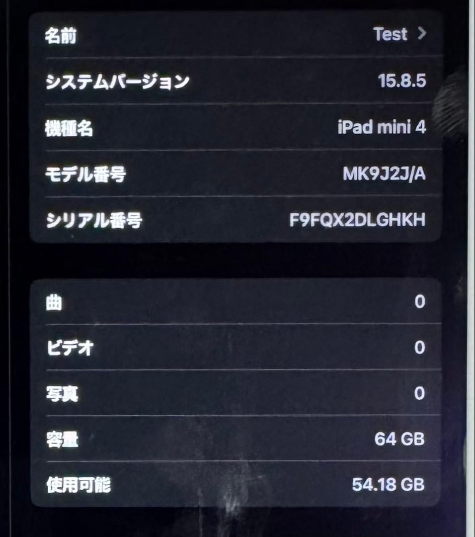 美品　iPad Mini 第４世代 64GB Wi-Fi A1538 ゴールド
