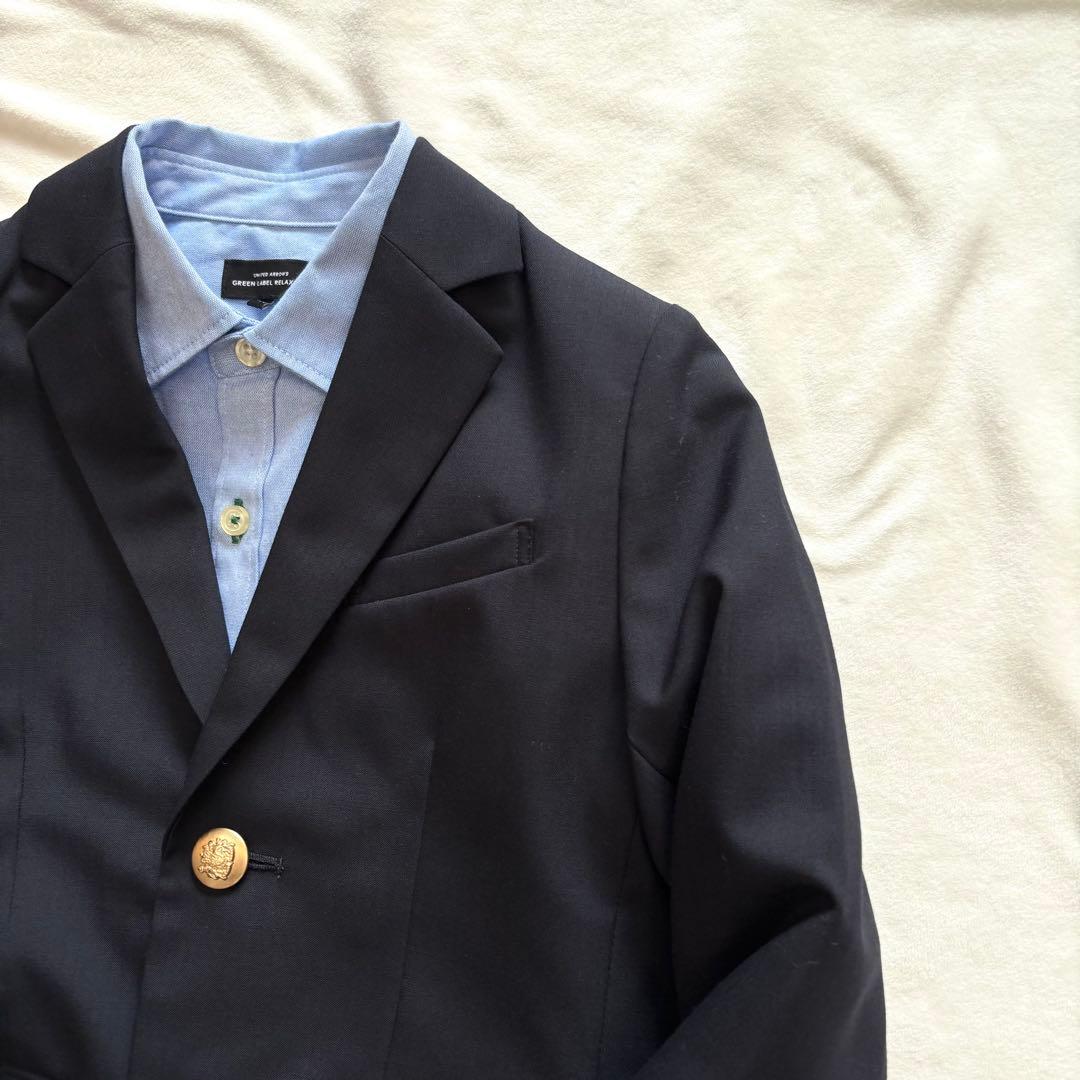 試着のみ☆120グリーンレーベルリラクシング　ネイビー スーツ　金ボタン　130