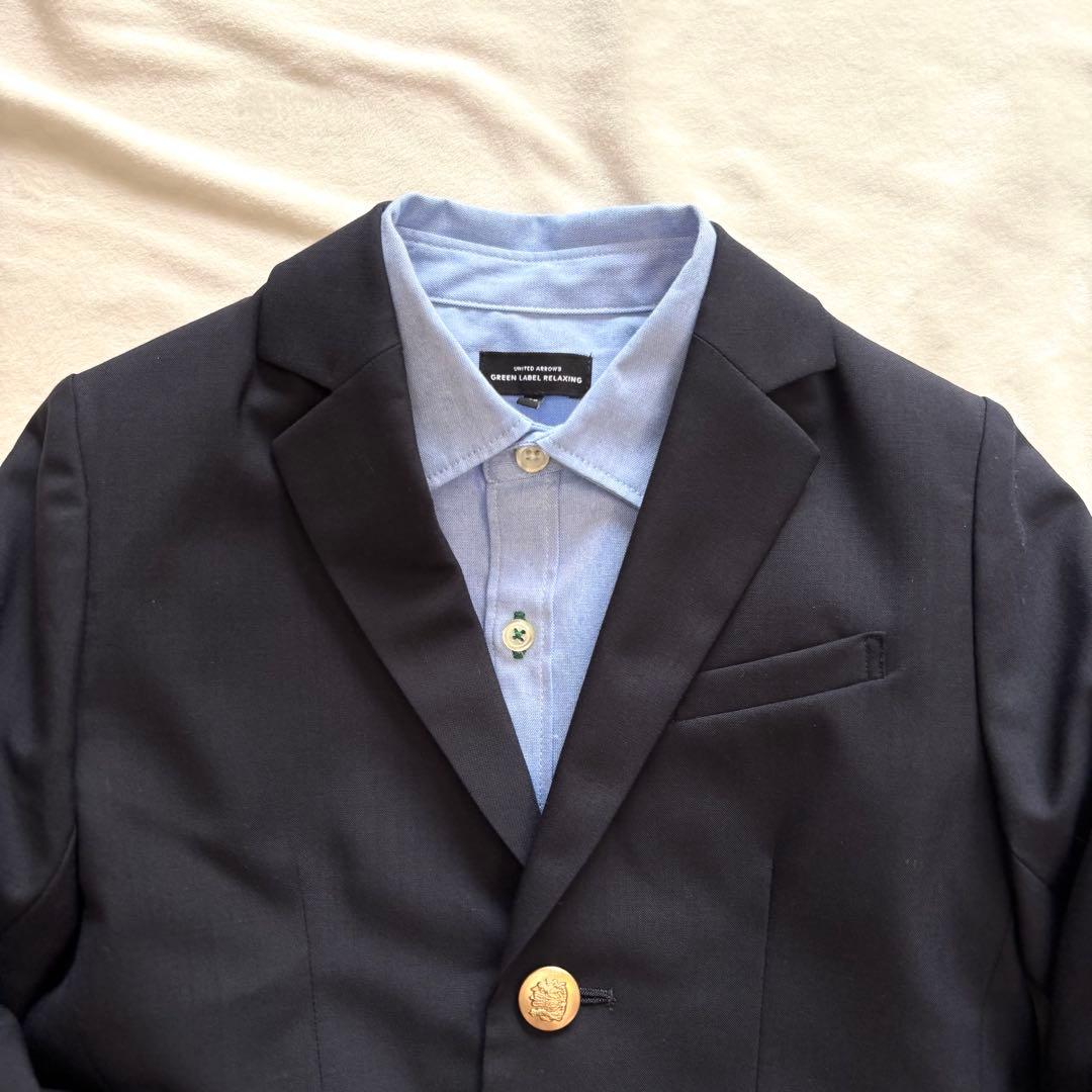 試着のみ☆120グリーンレーベルリラクシング　ネイビー スーツ　金ボタン　130