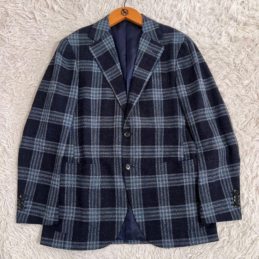 美品✨ビームス ジャケット カノニコ シルク リネン チェック柄 総裏 段返り
