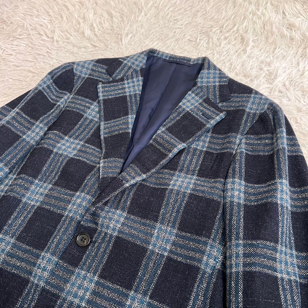 美品✨ビームス ジャケット カノニコ シルク リネン チェック柄 総裏 段返り