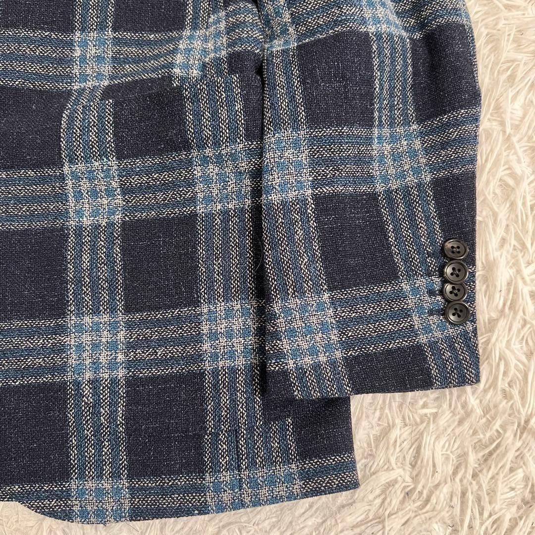 美品✨ビームス ジャケット カノニコ シルク リネン チェック柄 総裏 段返り