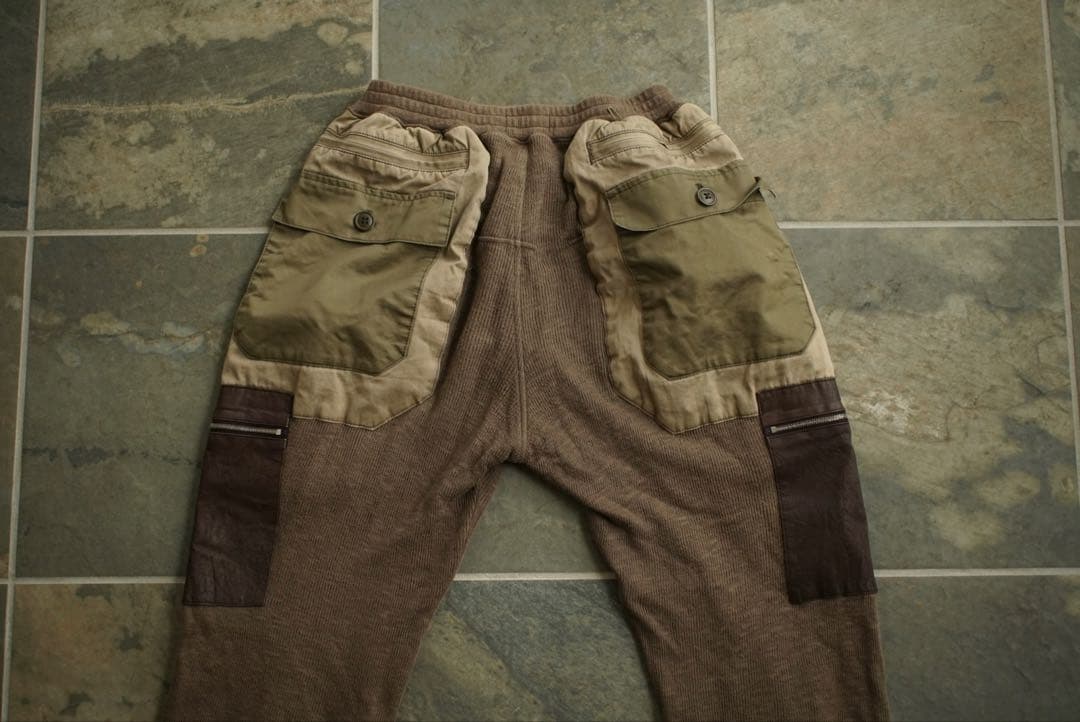 06aw アンダーカバー ニット レザー 切り替え カーゴ パンツ 2
