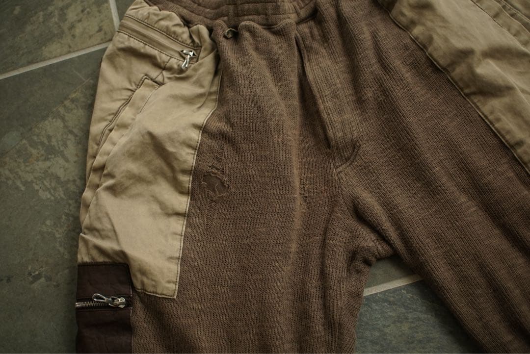 06aw アンダーカバー ニット レザー 切り替え カーゴ パンツ 2