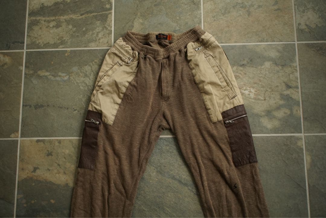 06aw アンダーカバー ニット レザー 切り替え カーゴ パンツ 2