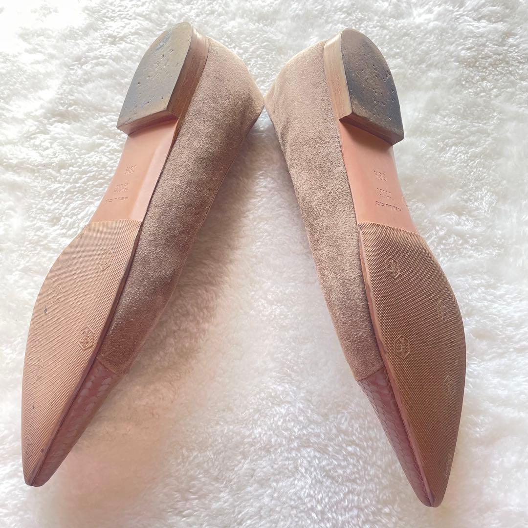 PELLUCOペリーコ アネッリ クロコ型押 フラットシューズ ポインテッドトゥ