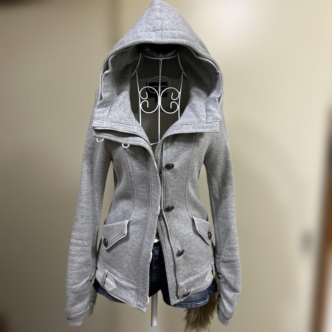 y2k 平成ギャル　グランジ　ダークコア　アーカイブ　ダブルジップ　フード