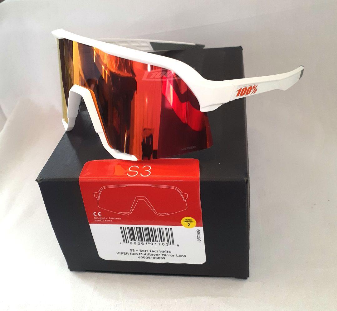 100% S3 ホワイト レッド ワンハンドレッド サングラス