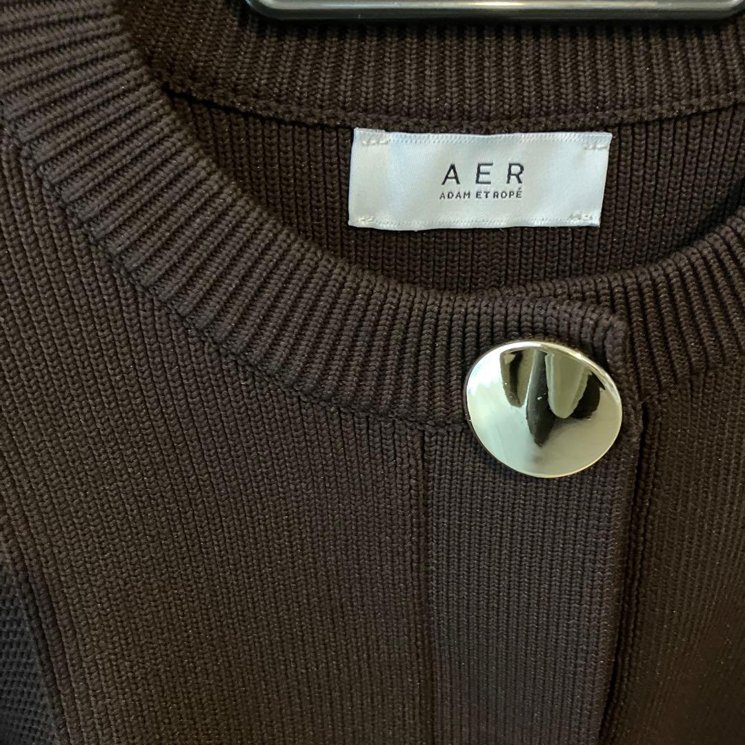 adam et rope' セレクトネックウェーブボタンカーディガン　ブラウン