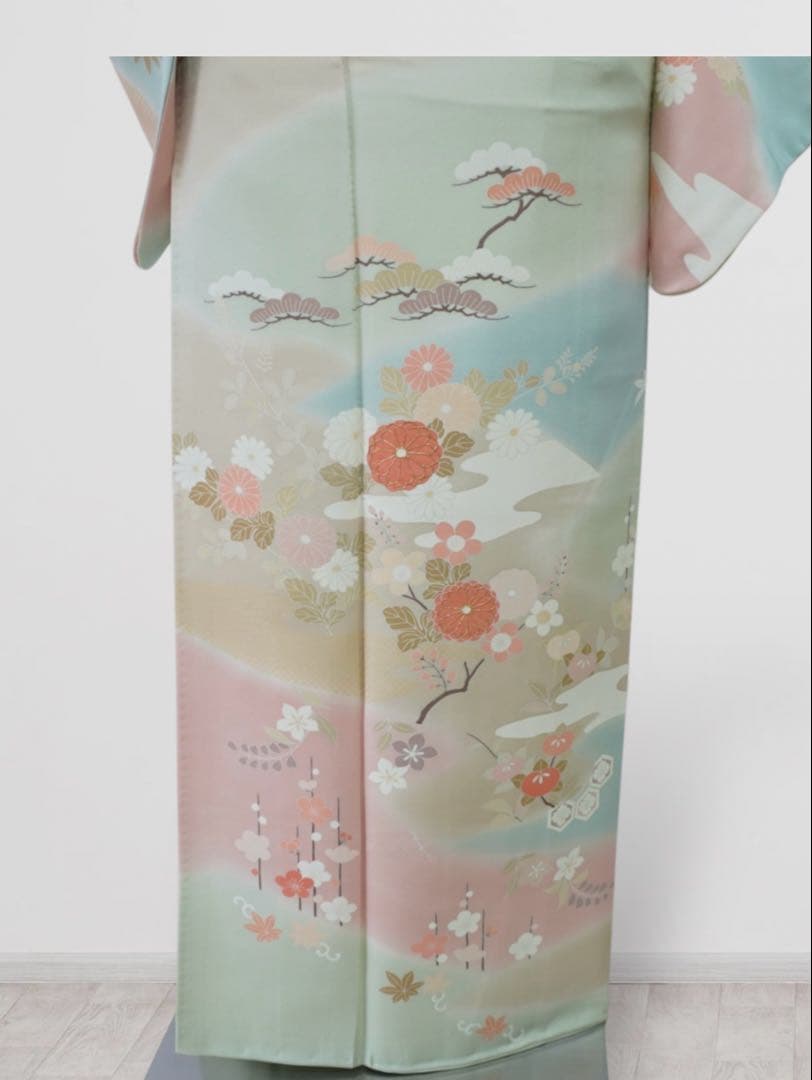 訪問着フルセット　正絹【256】お宮参り【訪問着、袋帯、帯締め、帯揚げ】