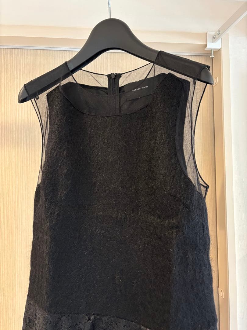 Simone Rocha ブラックレースノースリーブドレス