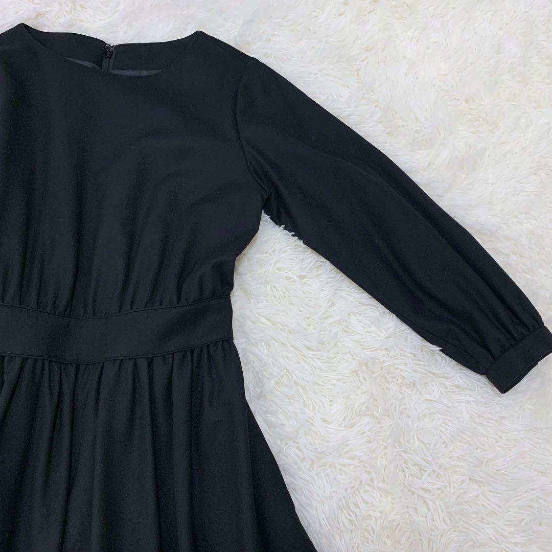 ミシェルボードウイン ウール カシミヤ ギャザー ワンピース 冠婚葬祭 黒