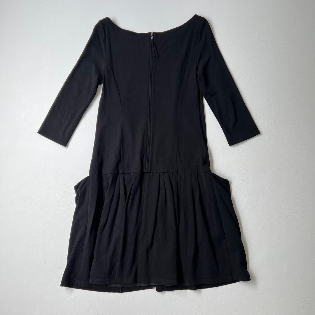 良品　Foxey フォクシー　ブラックドレス　ワンピース　ロゴプレート　40