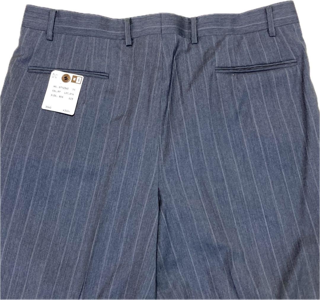 未使用★ダーバンpiu♂ピュアウールシングル2Bスーツ★ライトグレーストライプ