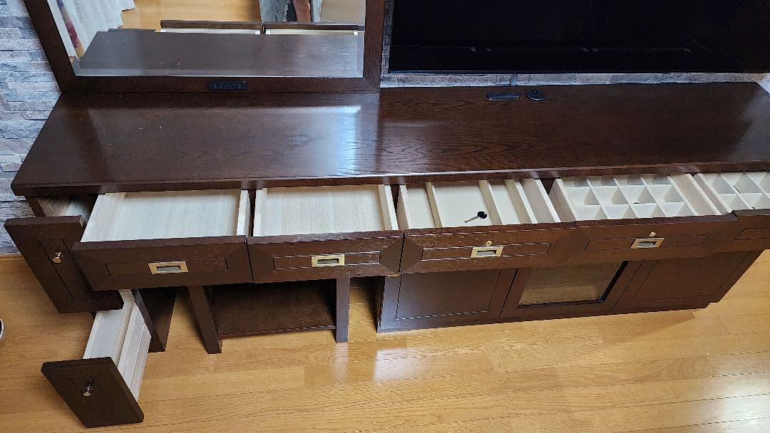 高級木製キャビネット・サイドボード 鏡台 ドレッサー