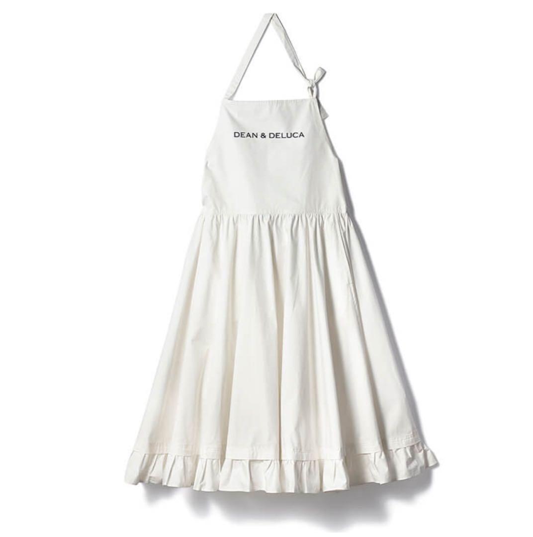 DEAN＆DELUCA×BEAMS COUTUREギャザーのエプロンドレス　白