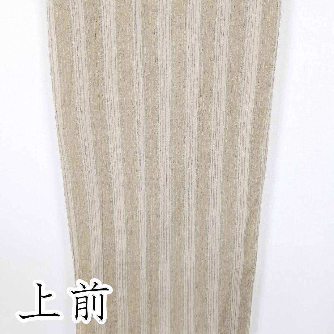 まる ※R7SK684 浴衣 夏物 薄物 ベージュ カーキ 縦縞 綿麻