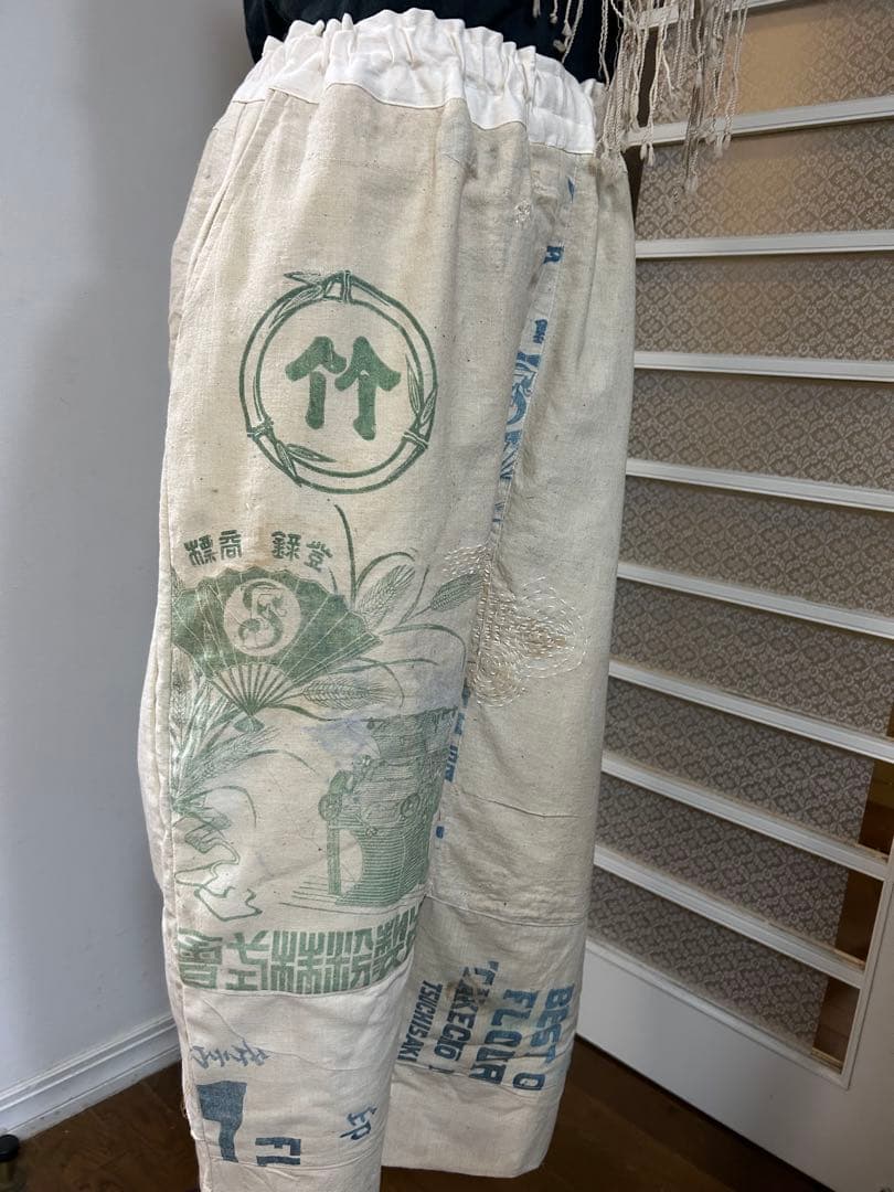 ジ*ョ様 古布リメイク粉袋リメイクゆったりパンツ