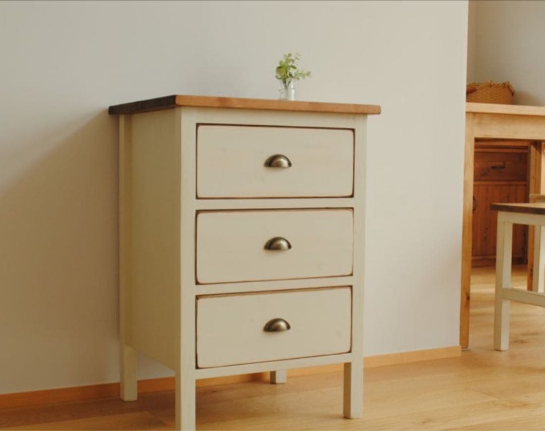 値下【アンティーク】ウッドチェスト（ホワイト）収納バツグン！組み立て不用★手作り