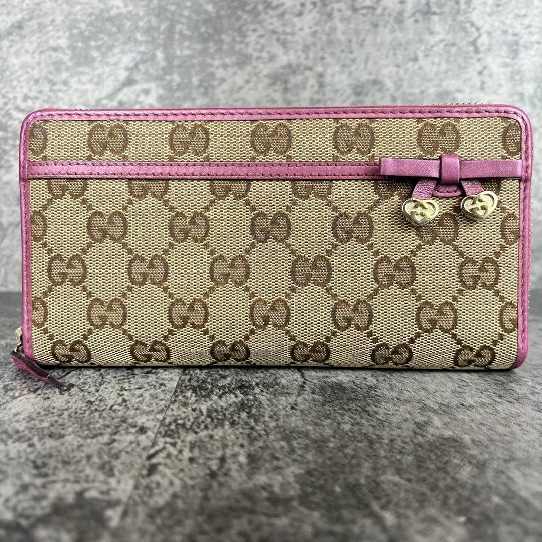 GUCCI GG キャンバス ハート リボン インターロッキング 長財布