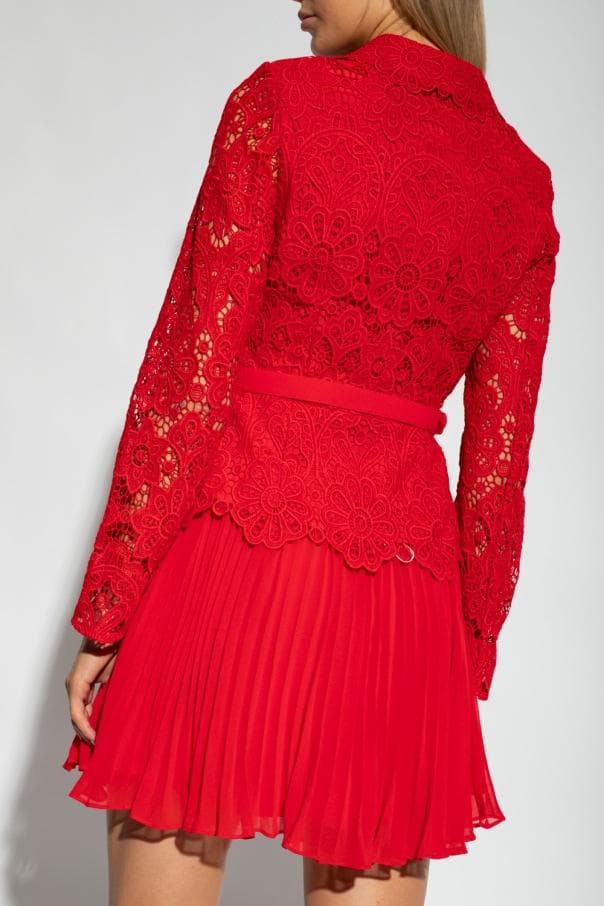 c*t様 セルフポートレイト ワンピース ギピュールレース プリーツ 赤 UK6