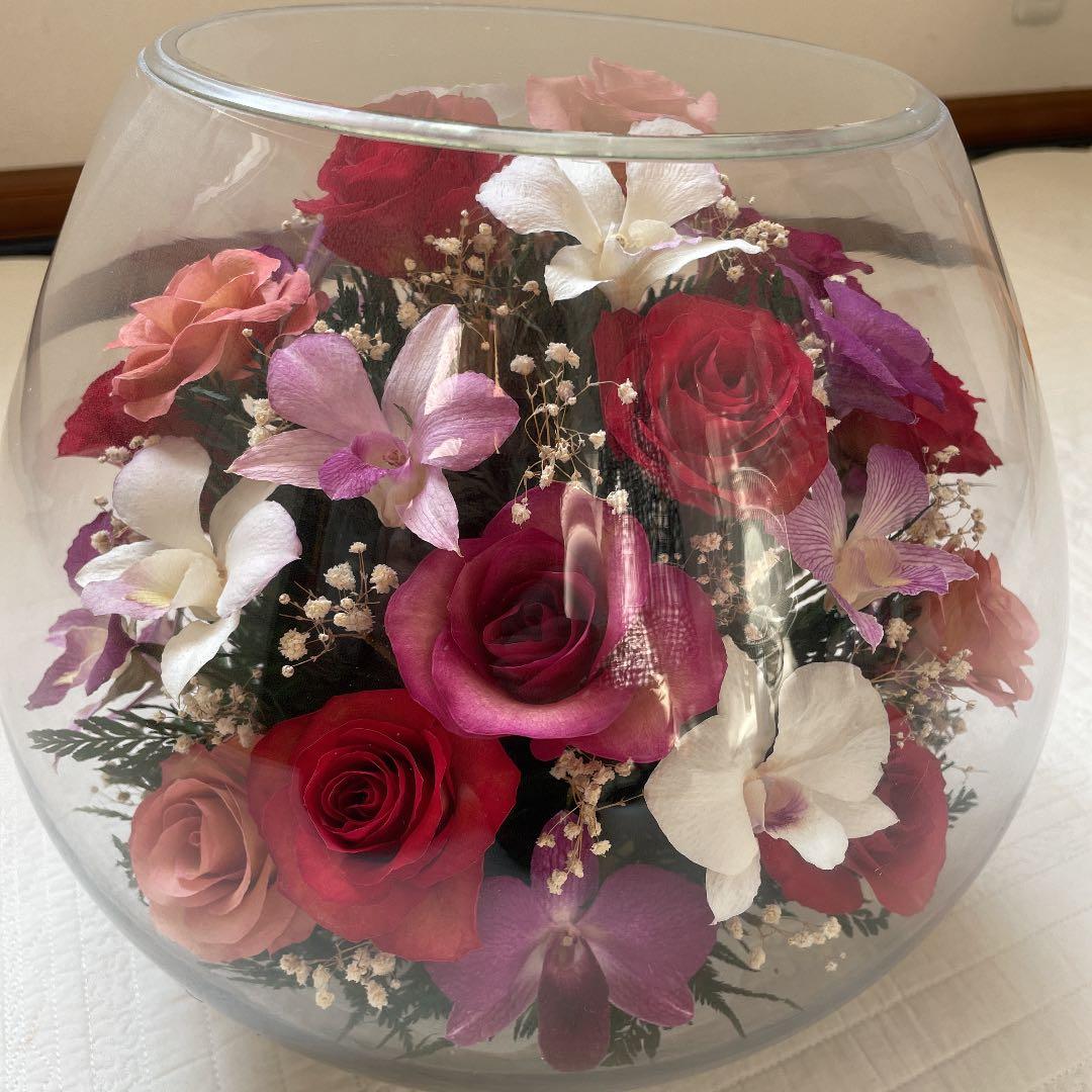 りり★ブリザーブドフラワー　特大　ガラスドーム