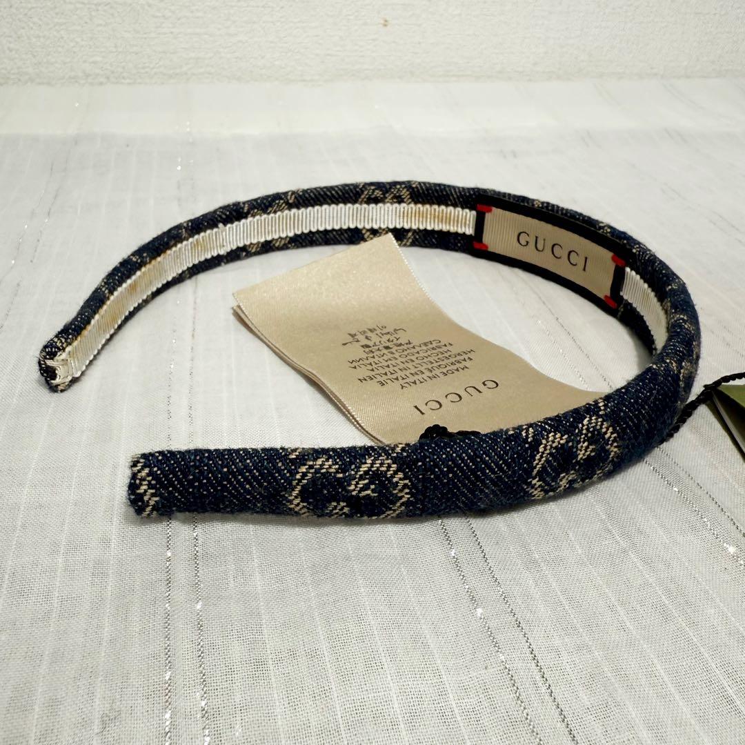 GUCCIグッチ　カチューシャ　ヘアバンド　デニム　未使用タグ付き