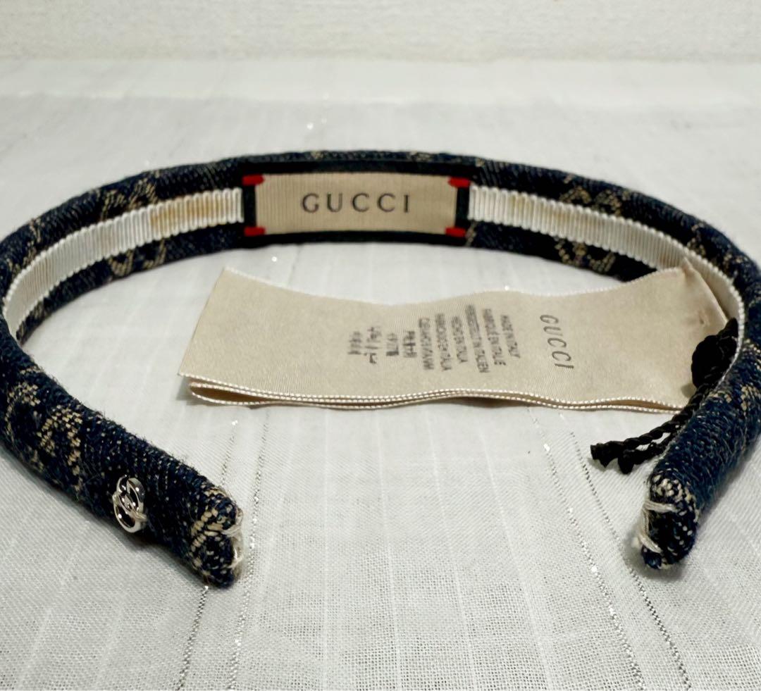 GUCCIグッチ　カチューシャ　ヘアバンド　デニム　未使用タグ付き