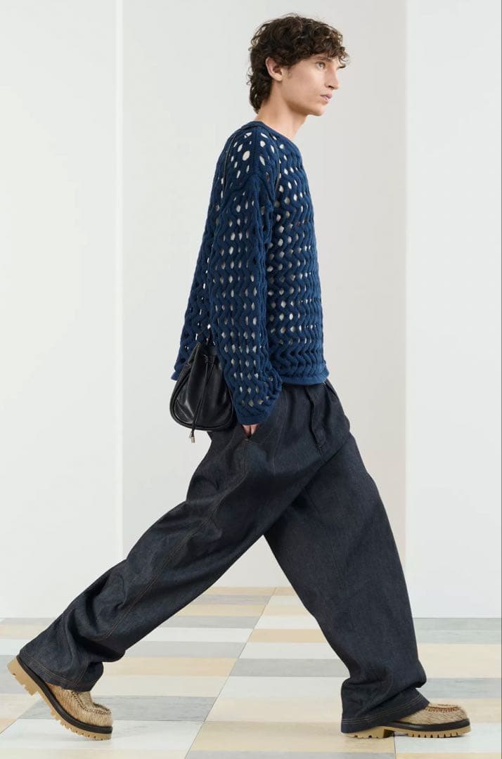 ★新品未使用タグ付きZARA SRPLS ネイビー メッシュ編み セーター【L】