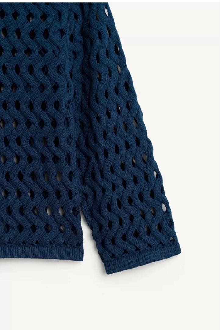 ★新品未使用タグ付きZARA SRPLS ネイビー メッシュ編み セーター【L】