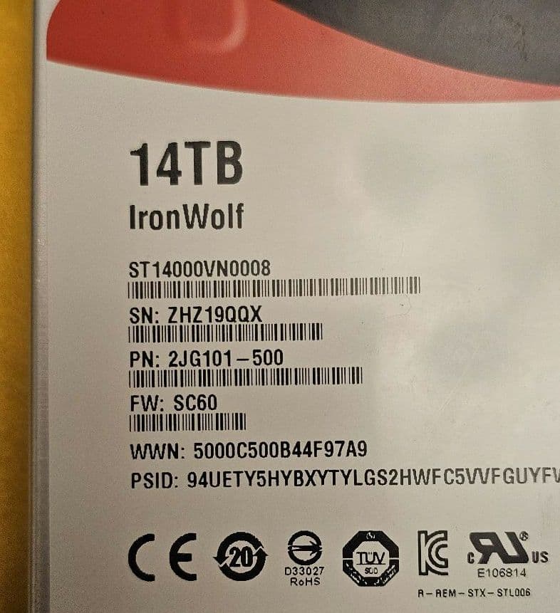 Seagate IronWolf HDD14TB 　2台セット